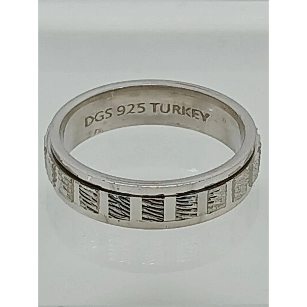 925 Vintage DGS‎ Sterling Silver Wedding Band Worry Stack Spinner Ring Size 6